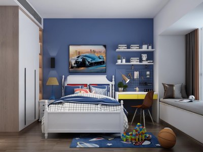 现代男孩儿童房3D模型下载